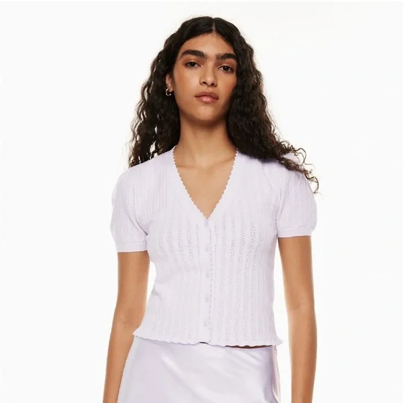 White Button-Up Knit Top - Picture 4 of 4